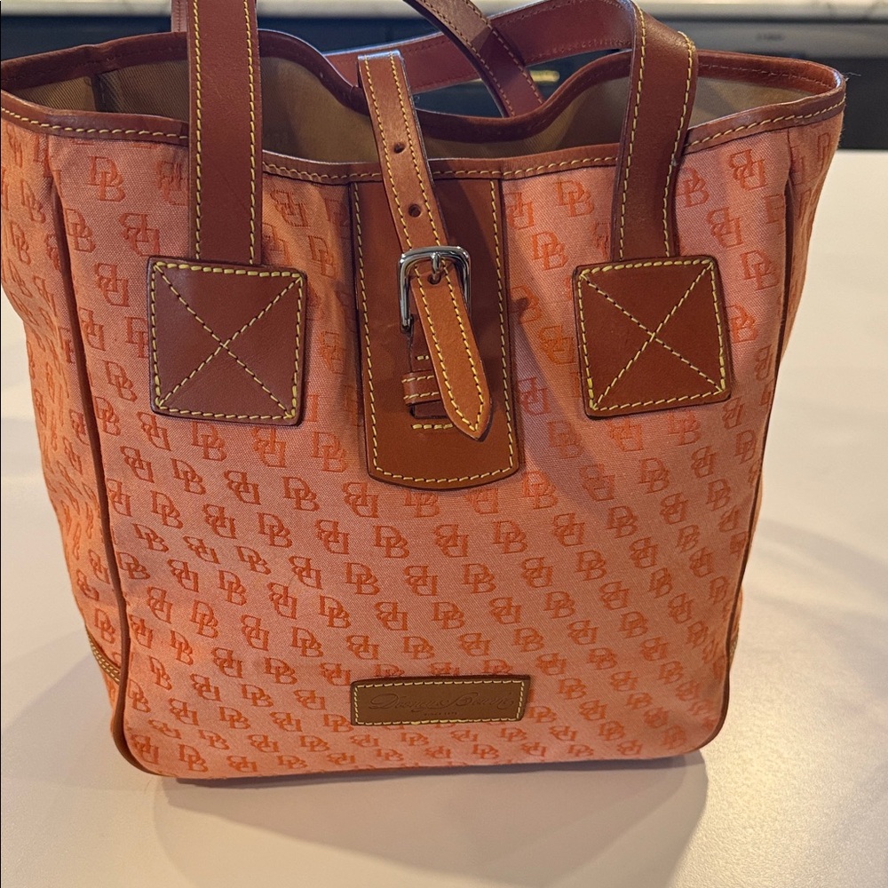 Dooney & Bourke Orange Tote with Brown Accents